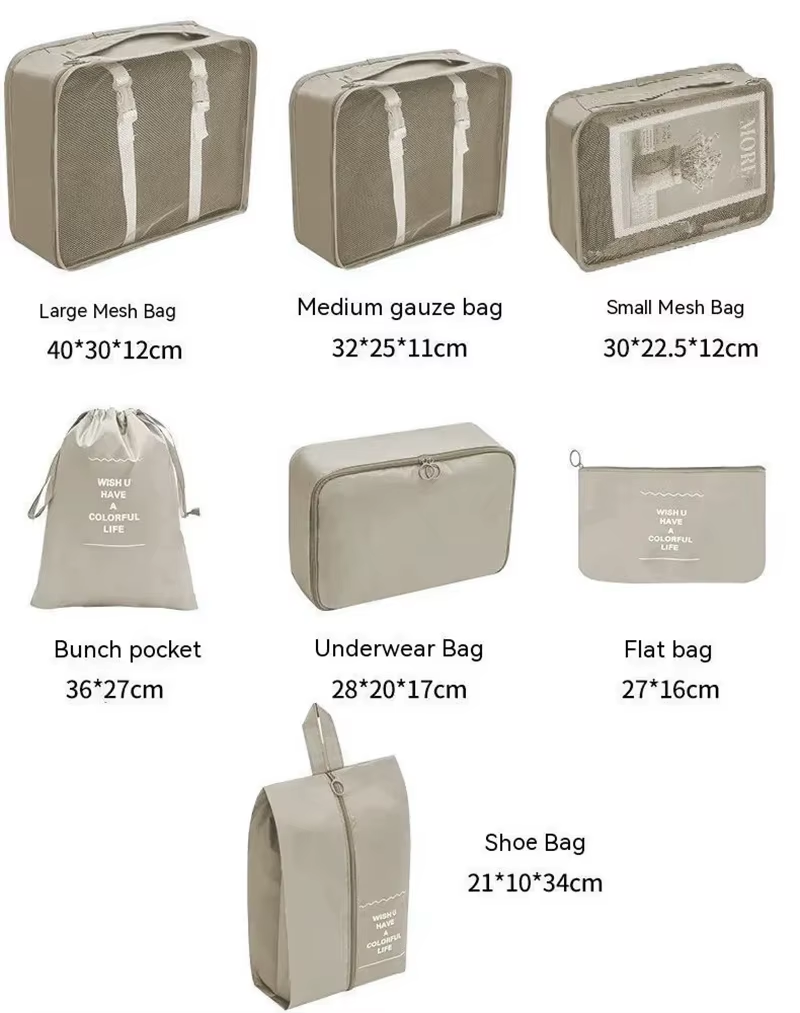 Medidas set 7 organizadores maleta cubos viaje equipaje cabina avion - Packflow