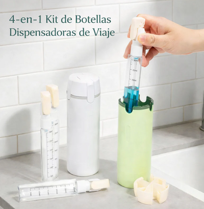 4 botellines extraibles 30ml con etiquetas identificativas kit Packflow One